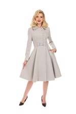 Frakke: Frøken Vanilley, - skøn vintageinspireret frakke i lys grå 